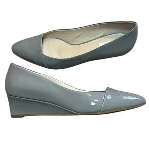 Cole Haan Kinslee patent leather waterproof wedge pumps light gray size 6.5